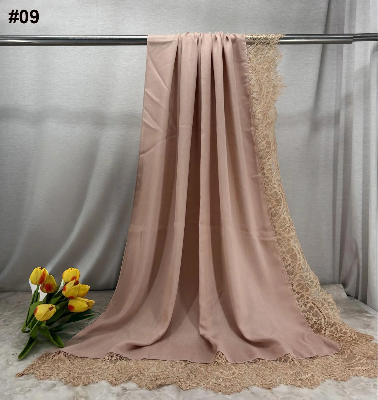 2026 New Rayon Cotton Modal Hijab Scarf Lace Splicing Turban Breathable Women Shawl Cotton Plain Scarf Headscarf Women Hijabs