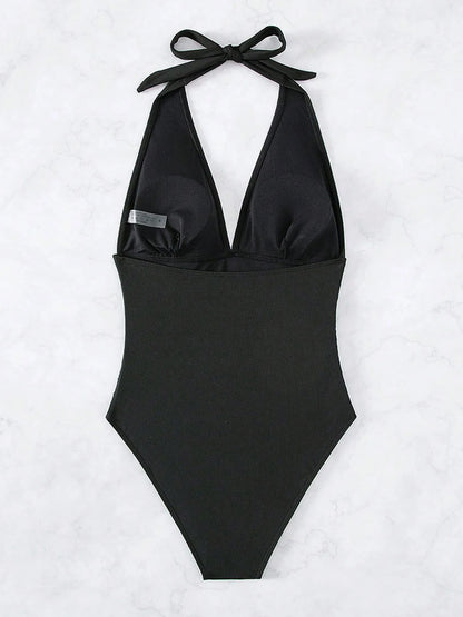 2026 New Sexy Deep V-Neck One Piece Swimsuit For Women Halter Push Up Swimwear Female Bodysuit Monokini Bathing Suits Beachwear