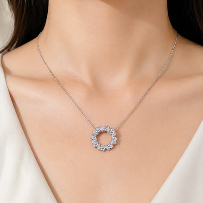 Moissanite Twist Circle Pendant Necklace S925 Sterling Silver Mobius Round Collarbone Chain Fine Jewelry Gift GRA Certified