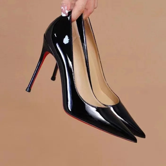 Black Women's elegant high heels Red Shiny Bottoms Luxury Brand Women heels 2026 trend Pointed Toe Sexy Party Pumps shoes Women