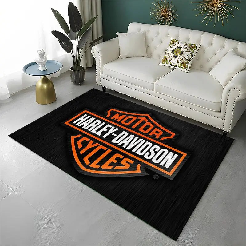 Retro H-Harleys Racing Moto Non-Slip Area Rug for Living Room,Bedroom,Playroom,Soft Carpet Floor Mat Home Decor Rug Kids Room