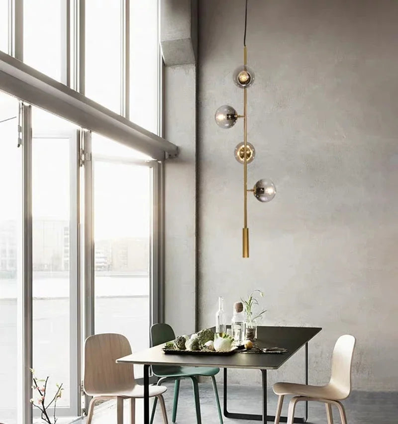 Nordic LED Pendant Lights Modern Hanglamp Glass Ball Light for Living Room Suspension Chandelier Smoke Gold Hanging Lamp Decor