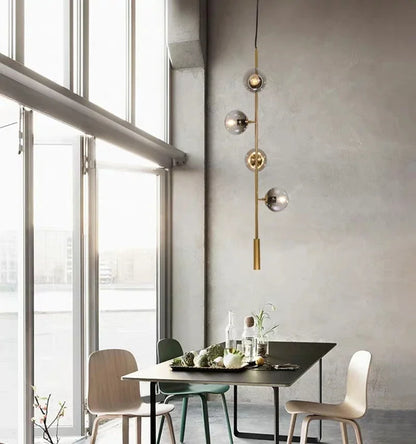 Nordic LED Pendant Lights Modern Hanglamp Glass Ball Light for Living Room Suspension Chandelier Smoke Gold Hanging Lamp Decor