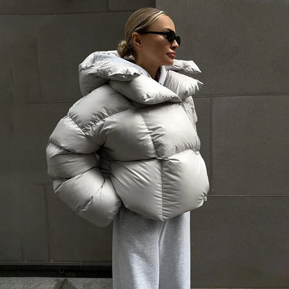 2026 Women Winter Coat Long Sleeve Big Hooded Thick Cotton Down Coat Women Tops Loose Style Warm Jacket Coat Casaco Feminino