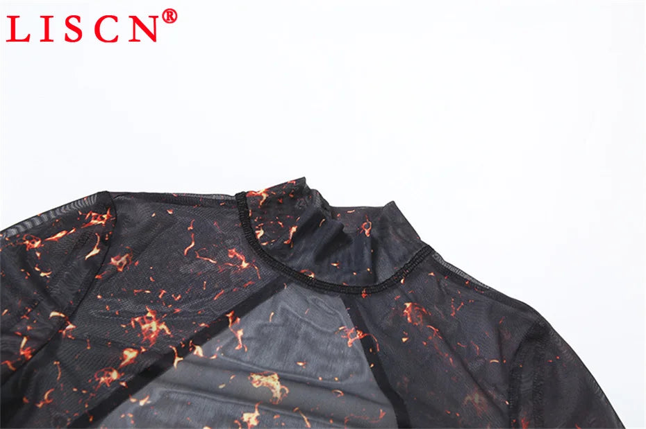 10 Wholesale Items Jumpsuits Women Summer 2025 Short Sleeve Bodycon Sexy Y2k Printing Mesh See Through Backless Rompers K15151