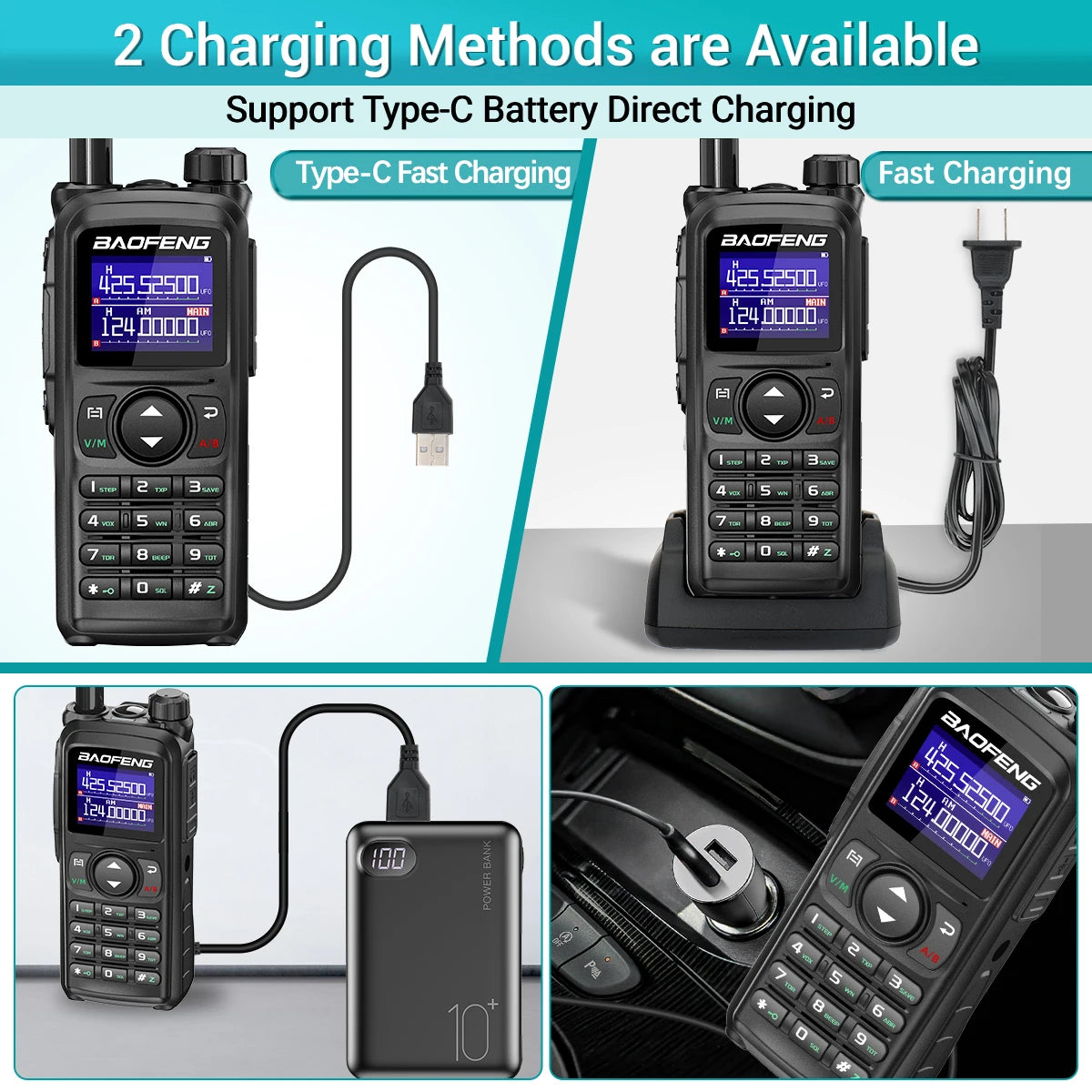 BAOFENG UV-28 PRO MAX Walkie Talkie 10W Multi-Band 999CH Wireless Copy Frequency Long Range Type-C AM FM UHF NOAA Two Way Radio