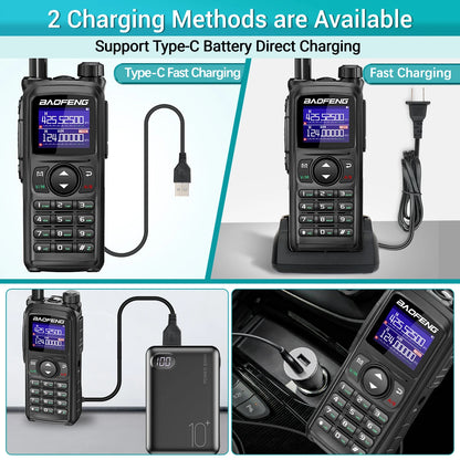 BAOFENG UV-28 PRO MAX Walkie Talkie 10W Multi-Band 999CH Wireless Copy Frequency Long Range Type-C AM FM UHF NOAA Two Way Radio