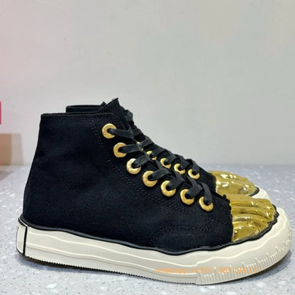 Golden Five Fingers Catwalk Ladies Shoes 2024 Summer New Sexy Street Thick Sole Sports Casual Pumps Model Party Lace Up Sneakers