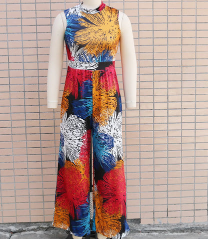 Slim Fitting Printed Sleeveless Women's Jumpsuit 2023 Spring New Casual Pants Rompers
