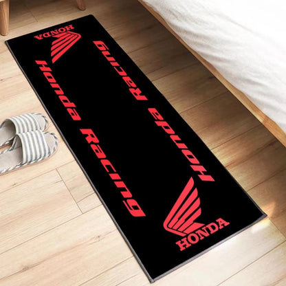 Racing Motorcycle Floor Mat, Non-Slip Dart Mat for Garage, Honda Style Motorcycle Show Carpet, Washable Anti-Slip Rug for Motocr