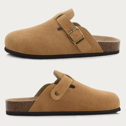 Evshine Men's Cow Suede Clogs with Arch Support Leather Mules Comfort Fashion Potato Shoe Women Cork Footbed Genuine Suede Clogs