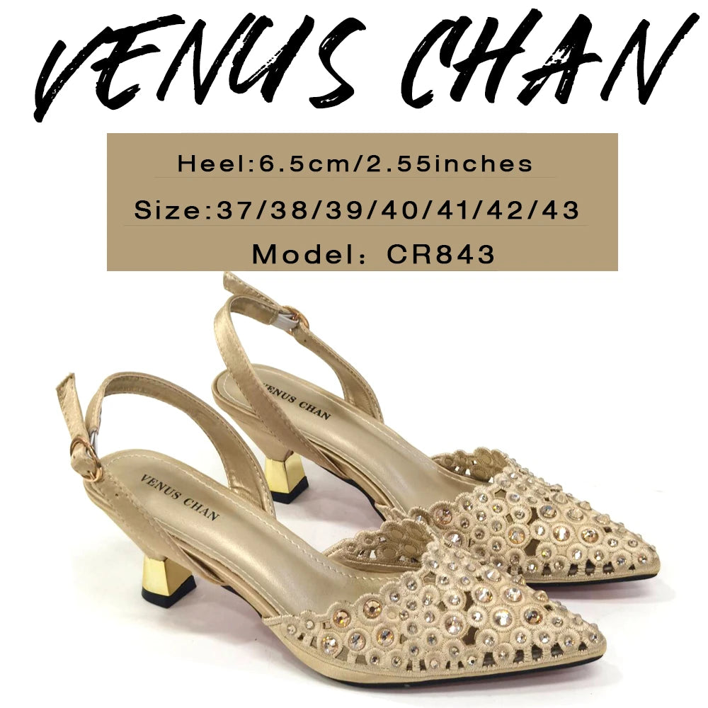 Venus Chan New Arrival Italian Design Nigerian Fashion Party Wedding Shoes and Bag Set Decorated With Flower in Blue Color