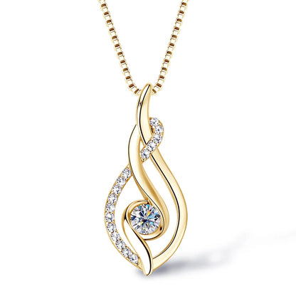 Real Full Moissanite Necklace for Women Twisted Pendant Choker Chain 925 Silver Yellow Gold Color Fine Jewelry with Certificate