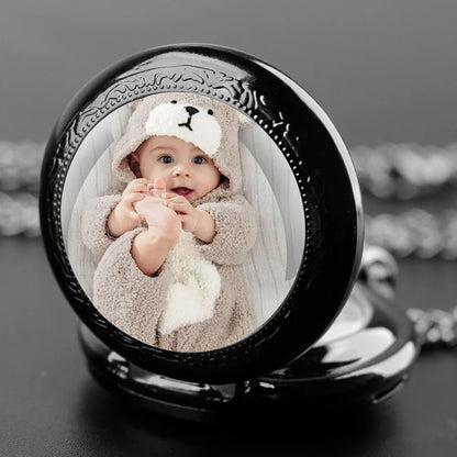 Custom Picture Unique Creative Quartz Pocket Watches Necklace Accessory Chain Clock Kids Souvenir Best Gifts For Women Men