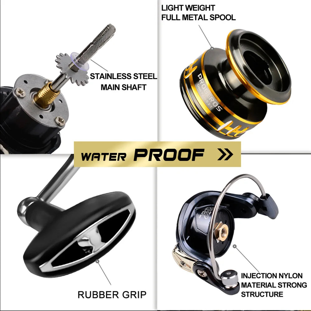 Spinning Fishing Reel 800 Size 5.2:1 7+1BB 8KG Max Drag CNC Metal Handle Deep Spool Long Cast Saltwater Rock Lure Fishing Reel