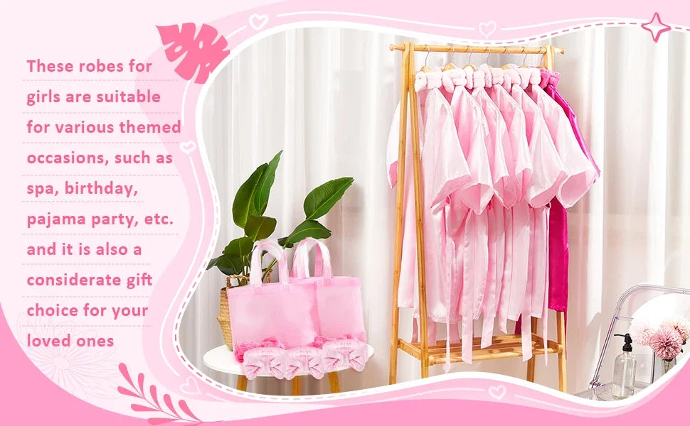 40 Pcs Girls Spa Party Supplies 10 Birthday Squad Princess Robe 10 Tote Bags 10 Headbands 10 Spa Masks for Birthday