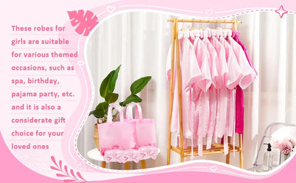 40 Pcs Girls Spa Party Supplies 10 Birthday Squad Princess Robe 10 Tote Bags 10 Headbands 10 Spa Masks for Birthday
