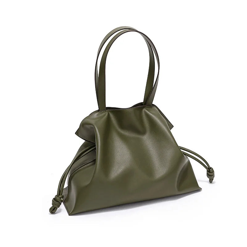 100% Genuine Leather Extra Large Shoulder Bags Women Handbag Bucket Bag Fashion Luxury Designer String Tote Tassel Clutch Bolsas