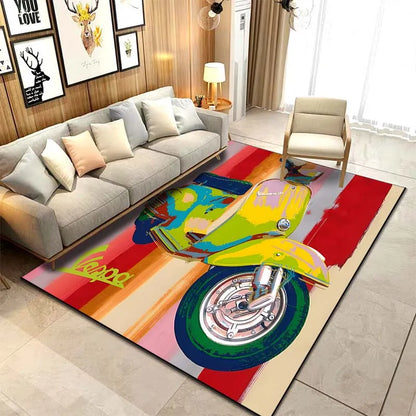15 Sizes Motorcycle V-Vespa Pattern Rug Bedroom Living Room Bathroom Mat Creative Door Mat Area Rug Carpets for Living Room Home