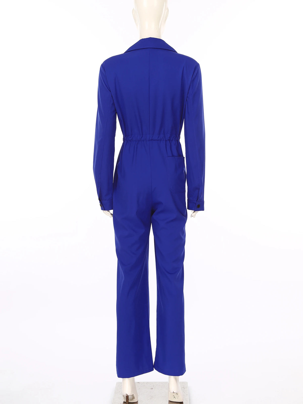 Womens Fashion Work Coverall Rompers Casual Solid Color Turn-Down Collar Long Sleeve Button Jumpsuit Travel Holiday Cargo Pants