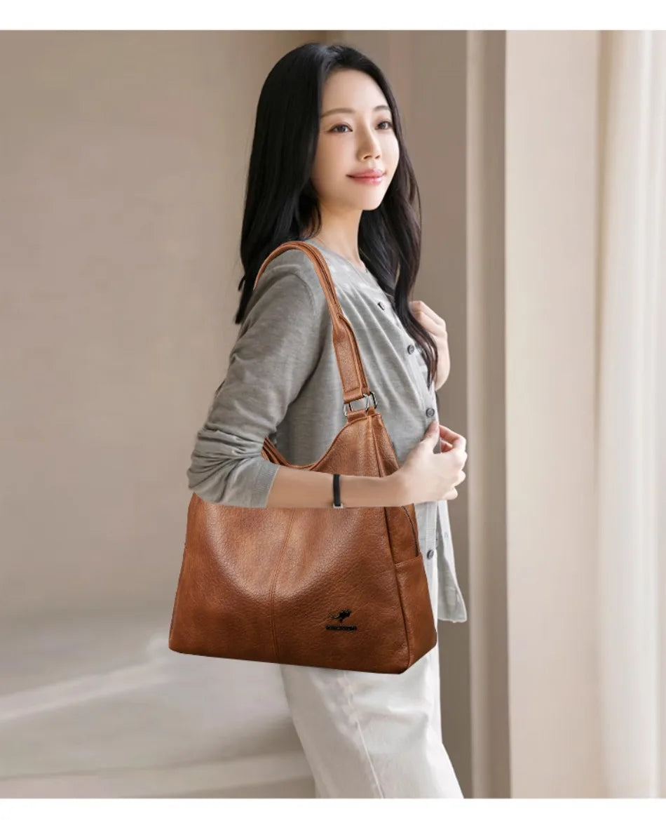 Three Layers Genuine Brand Tote Bag Luxury Handbags for Women Mom Shoulder Hand Bag Designer Top Quality Soft Leather Sac New
