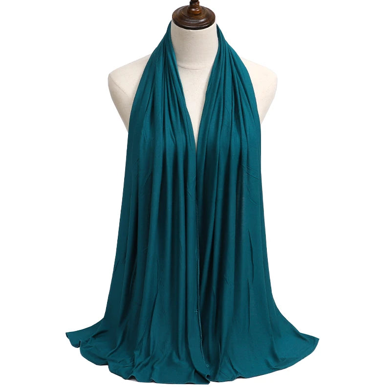 Womens Muslim Ramadan Fashion Modal Cotton Jersey Hijab Womens High Quality Solid Color Soft Hijab Long African Scarf