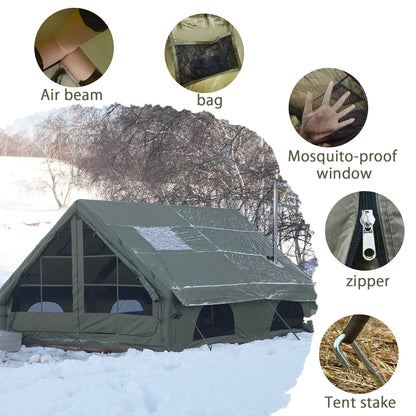 Pakicetus Quick Setup Inflatable Camping Tent, Waterproof Family Tent for 4-8 Persons, Portable Air Tent with Carry Bag