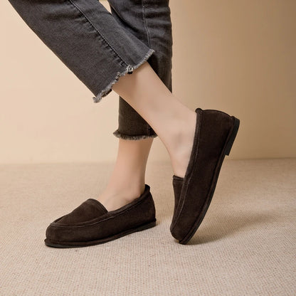 Winter Shoes Women's 2026 New Wool One-piece Women's Loafers Low Heel Fashion Casual One-Foot Slip-on Warm Ladies Shoes