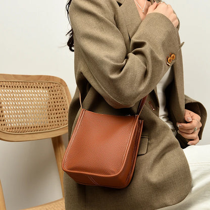 High Quality Genuine Leather Crossbody Bag for Women Vintage Cowhide Leather Shoulder Bag Small Luxury Designer Satchel Handbags