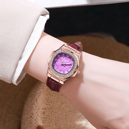 Cross border hot selling fashionable casual square diamond studded belt digital quartz women's student decoration watch