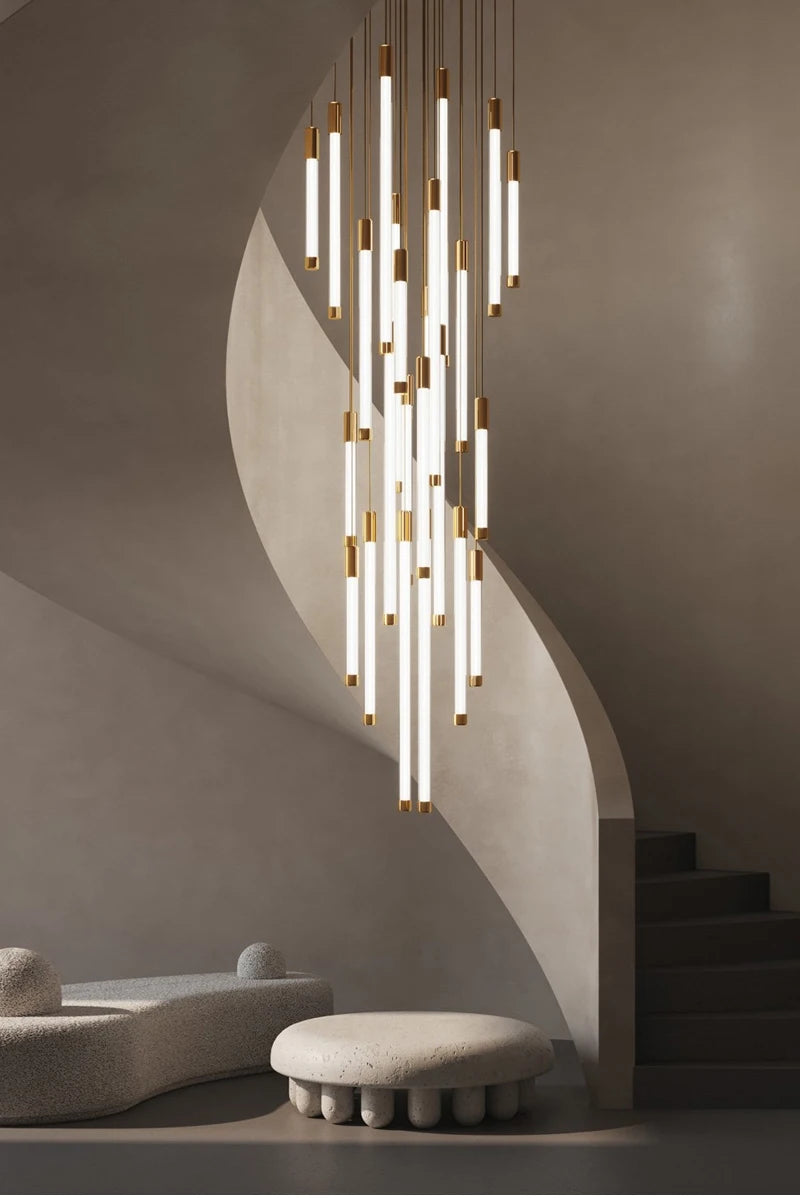 Modern Staircase LED Chandeliers Luxury Living Room Lighting Duplex Attic Home Decoration Restaurant Bright Ceiling Chandeliers