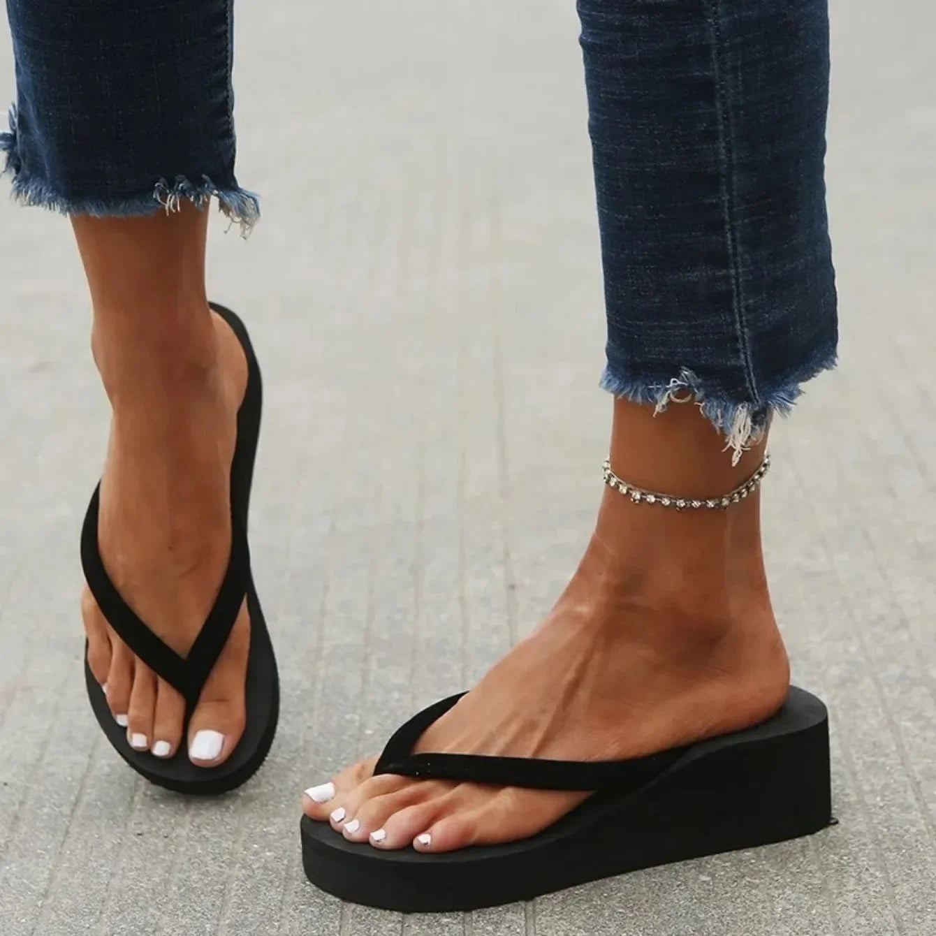 Women's Wedge Heel Flip-flops Summer Shoes Slippers 5CM  Beach Home Slippers Women's Flip-flops Foam Slippers