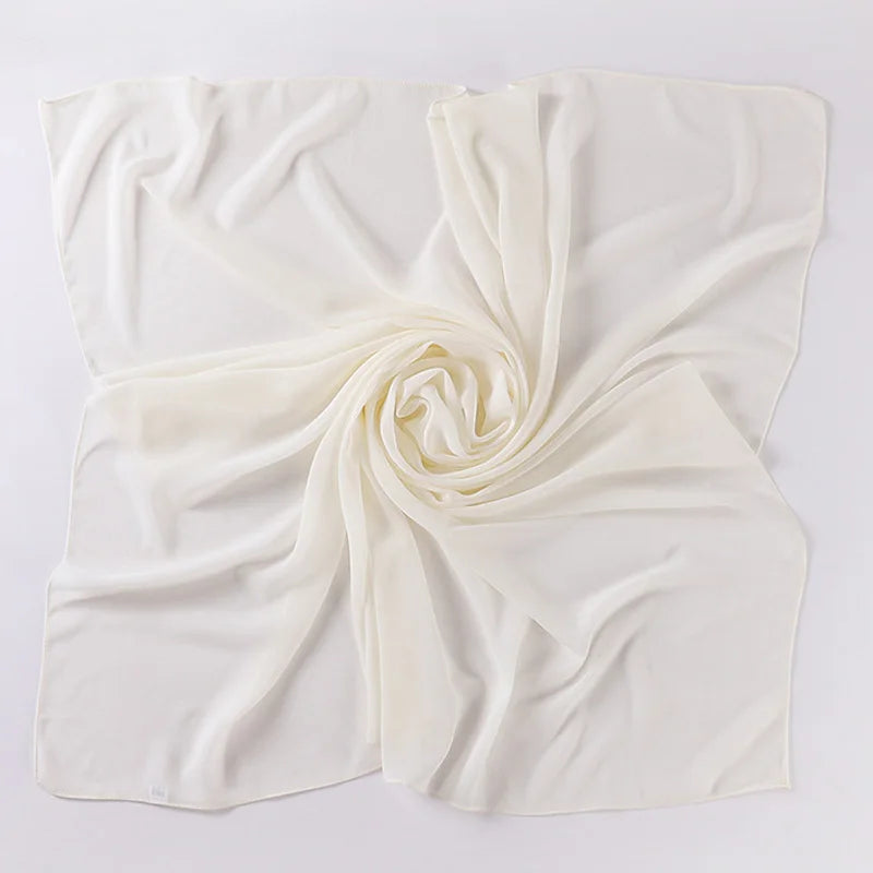 90*90CM Headwrap Heavy Chiffon Square Scarf Muslim Hijabs Women Underscarf Fashion Casual Plain Color Hijab