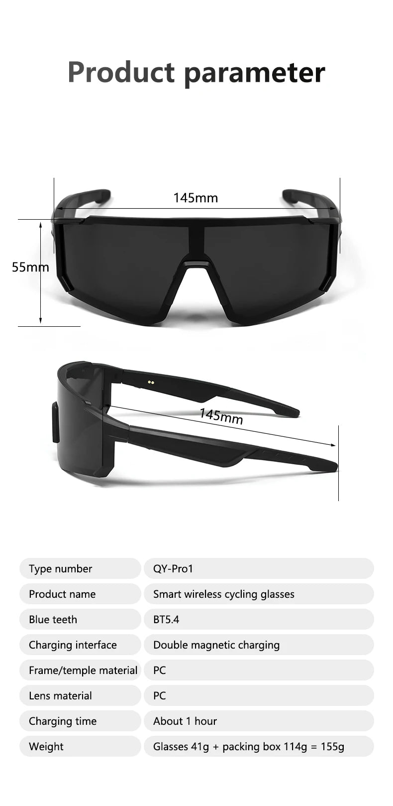 Smart Glasses Cycling Sport 100+ Online Language AI Automatic Dialogue Translation Bluetooth Glasses With Speaker UV Protection