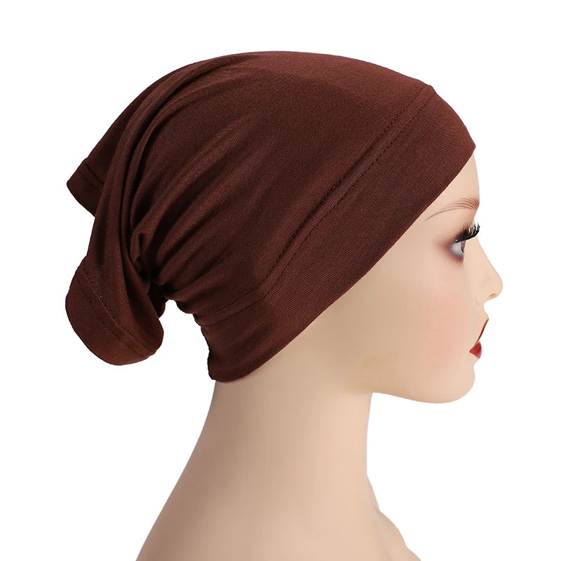 Soft Modal Inner Hijab Cap Muslim Stretch Turban Cap Islamic Underscarf Bonnet Hat Female Headband Tube Cap Turbante