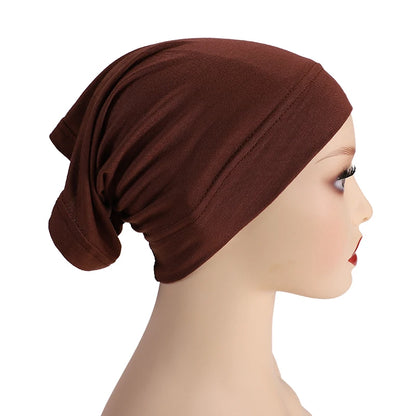 Soft Modal Inner Hijab Cap Muslim Stretch Turban Cap Islamic Underscarf Bonnet Hat Female Headband Tube Cap Turbante