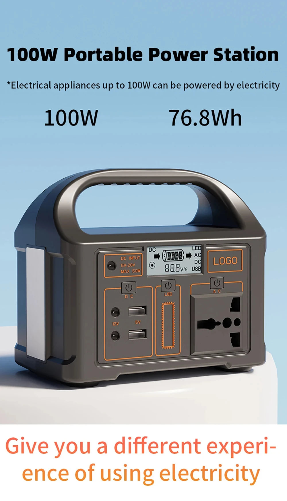 jsdsolar 100W Portable Power Station Power Generator 110V 220V LED Light Emergency Solar Power Bank for Outdoor Camping Travel