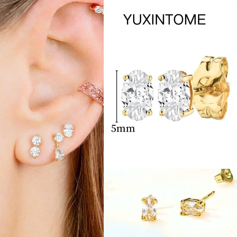 White Color Zircon Hoop Earrings 925 Sterling Silver Needle Cross/Star/Flower/Water Drop Pendant Gold Earrings Luxury Jewelry