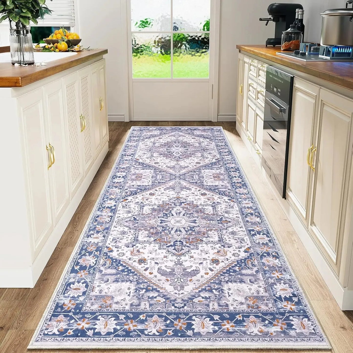 VIKAMA Boho Persian Flannel Carpet Kitchen Floor Mat Hallway Rug Sofa Cushion Bedside Rug Carpet For Live Room Long Rug Home