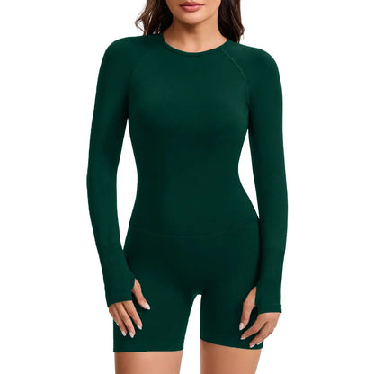 NCLAGEN Long Sleeve Bodysuit One Piece Gym Women Yoga Playsuit Fitness Clothes Workout Jumpsuit Backless Set Siamese