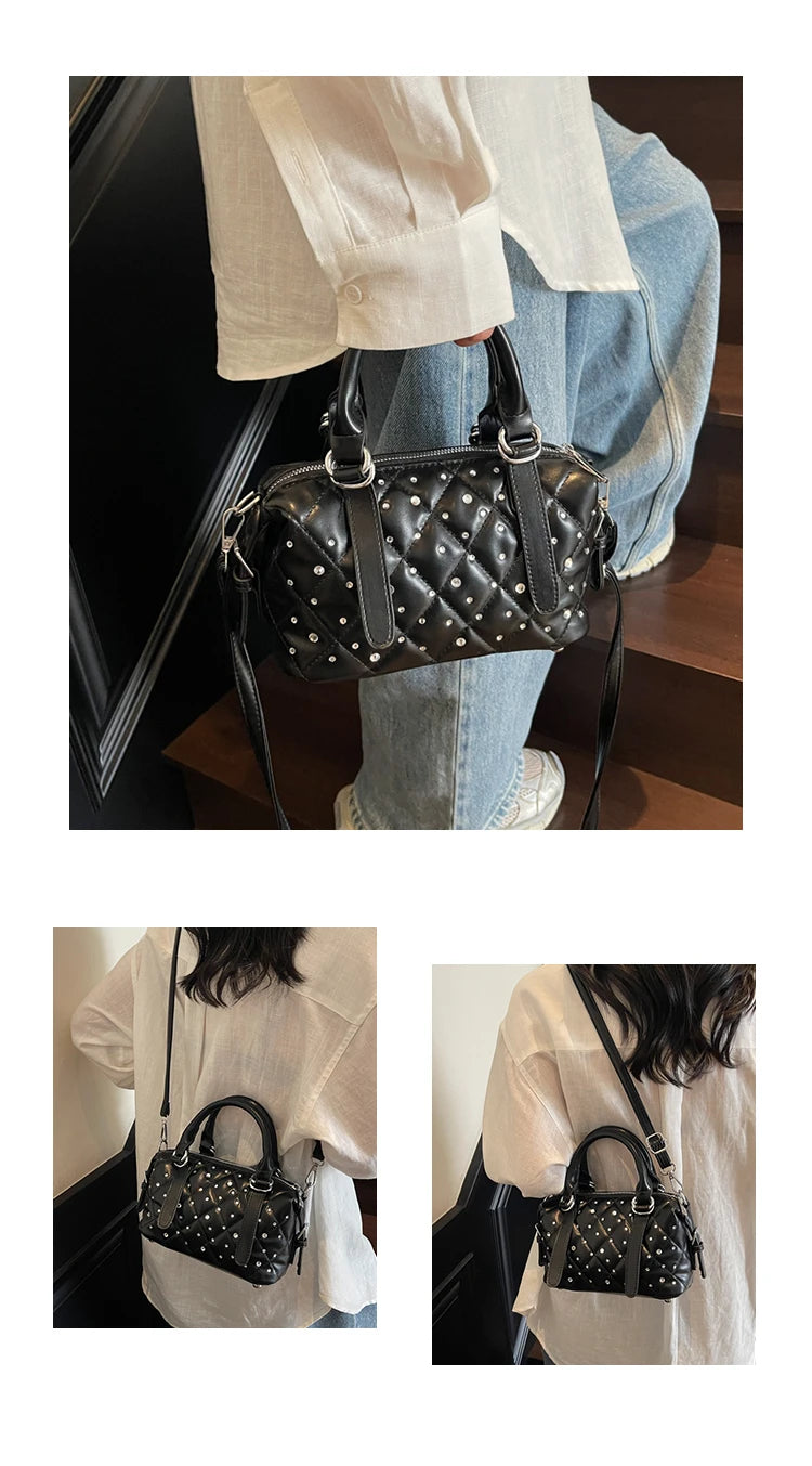 Light Luxury Rhinestone Women Handbags New Exquisite Fashion PU Leather Crossbody Bag Classic High Quality One Shoulder Pack