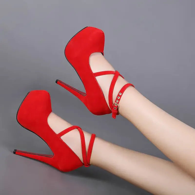 High-heeled Shoes Spring New Style Pointy Shoes Belt Buckle High-heeled Shoes Fashion Sandals Women's Size 35-42