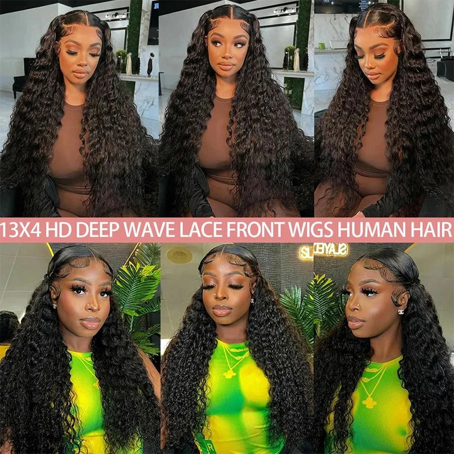 13x4 Deep Wave Lace Frontal Wig 13x6 Curly Hd Lace Front Human Hair Wigs For Black Women 360 Hd Lace Frontal Wigs 30 40 Inches