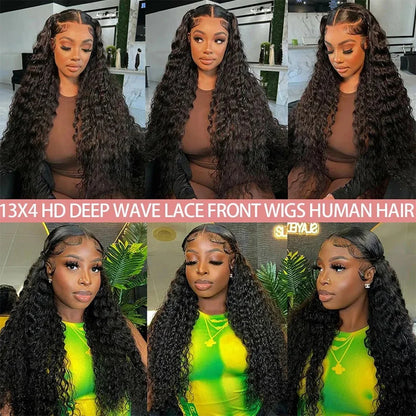 13x4 Deep Wave Lace Frontal Wig 13x6 Curly Hd Lace Front Human Hair Wigs For Black Women 360 Hd Lace Frontal Wigs 30 40 Inches