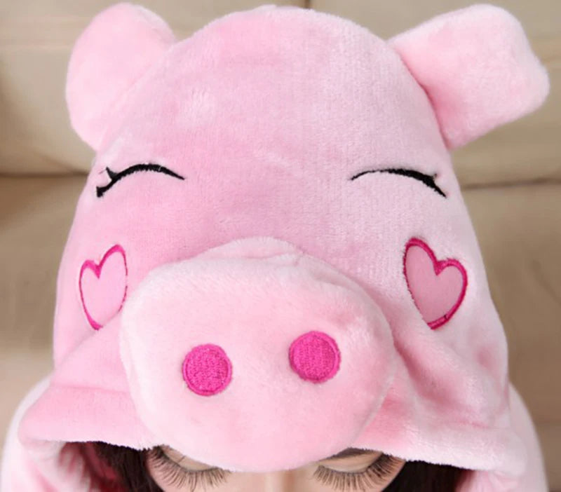 New Pig Onesies Unisex Kigurumi Animal Women's Pajamas Adults Winter Warm Sleepwear Anime Costumes Pink Cute Cartoon Jumpsuits