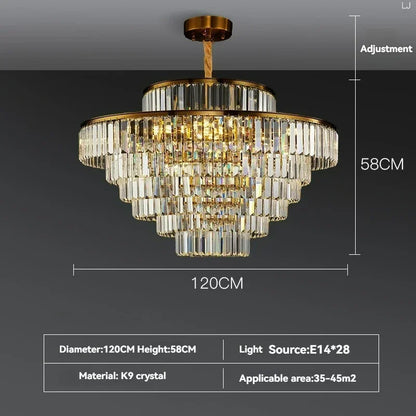 Modern Luxury Crystal Chandelier Gold Ceiling Pendant Lights for Living Room Chandeliers Villa Kitchen Decoration Round Lamp