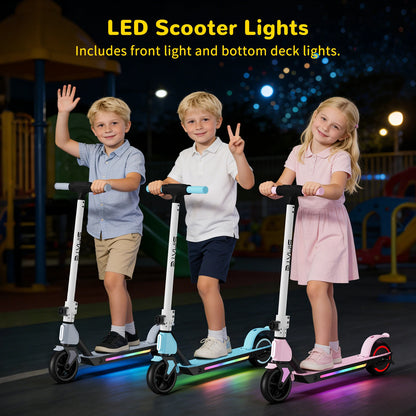 Electric Scooter for Kids Age 6-14, 130W Motor, Kick-Start Boost Scooter 8.7 Mph Speed, Foldable, Deck Lights & Dual Braking System