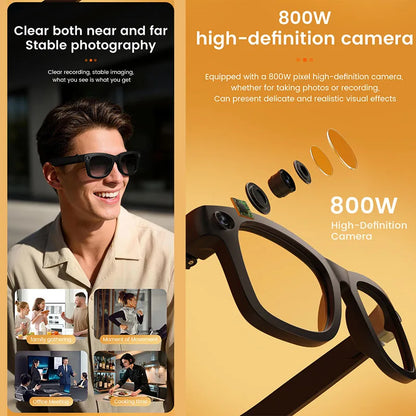 Smart Glasses with EIS Anti-shake 1080P Shooting Real-time Translation of Conversations Photos Long-lasting Music Smart Glasses