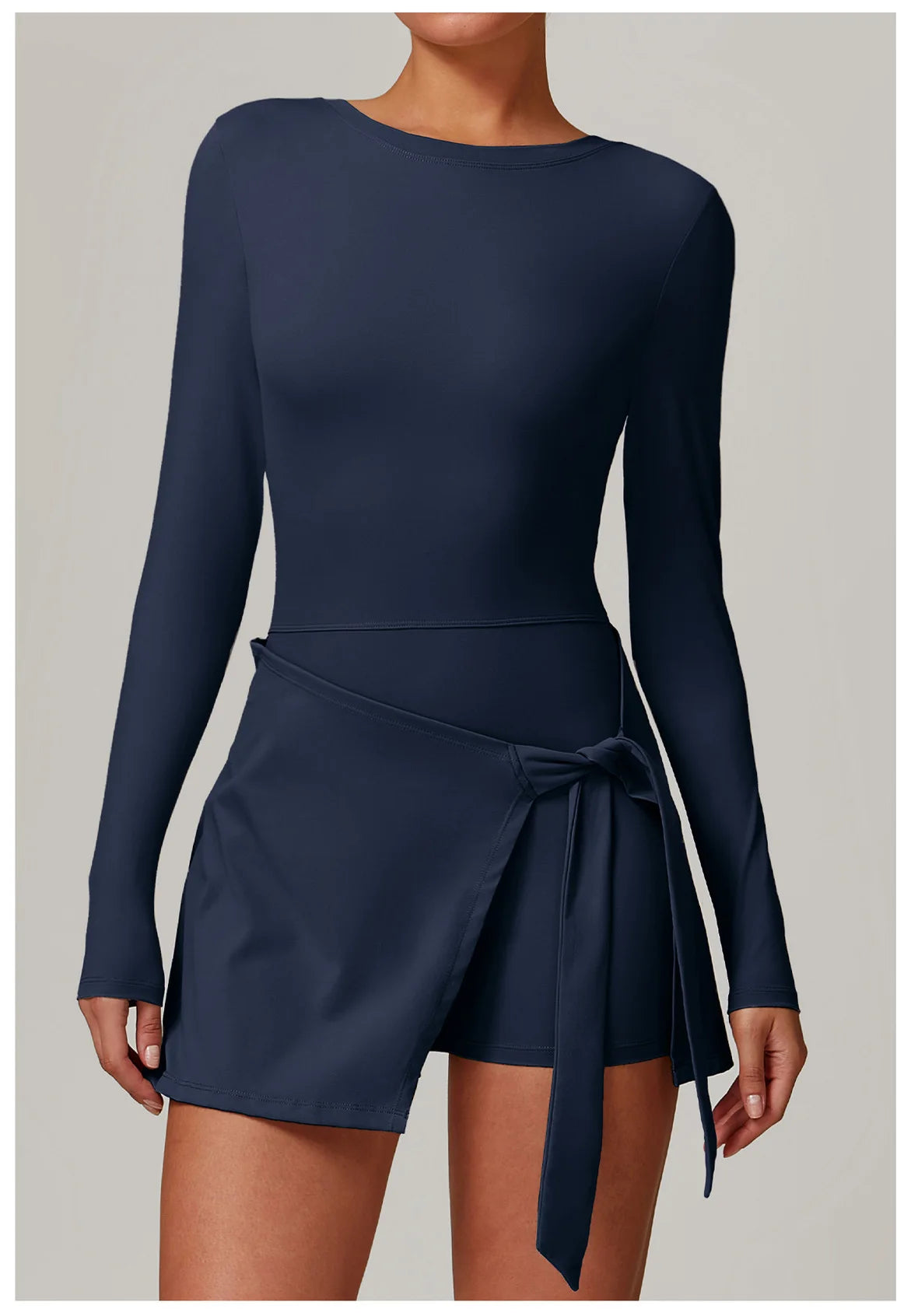 Romper Backless Set Long Sleeved Gym Sports Fitness Bodysuit Siamese Sportswear Women Clothes Jumpsuit Skirt Playsuit Yoga Suit