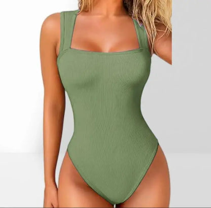 Women Sleeveless Knit Bodysuit Summer Sexy Bodycon Off Shoulder Jumpsuits Casual Bodice Stretchy Street Style Short Jumpsuits